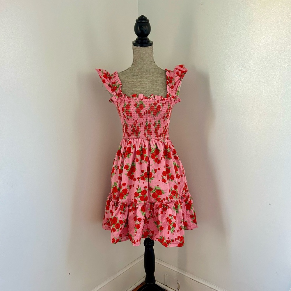 Code X Mode Pink Floral Rose Smocked Ruffle Mini Dress XL